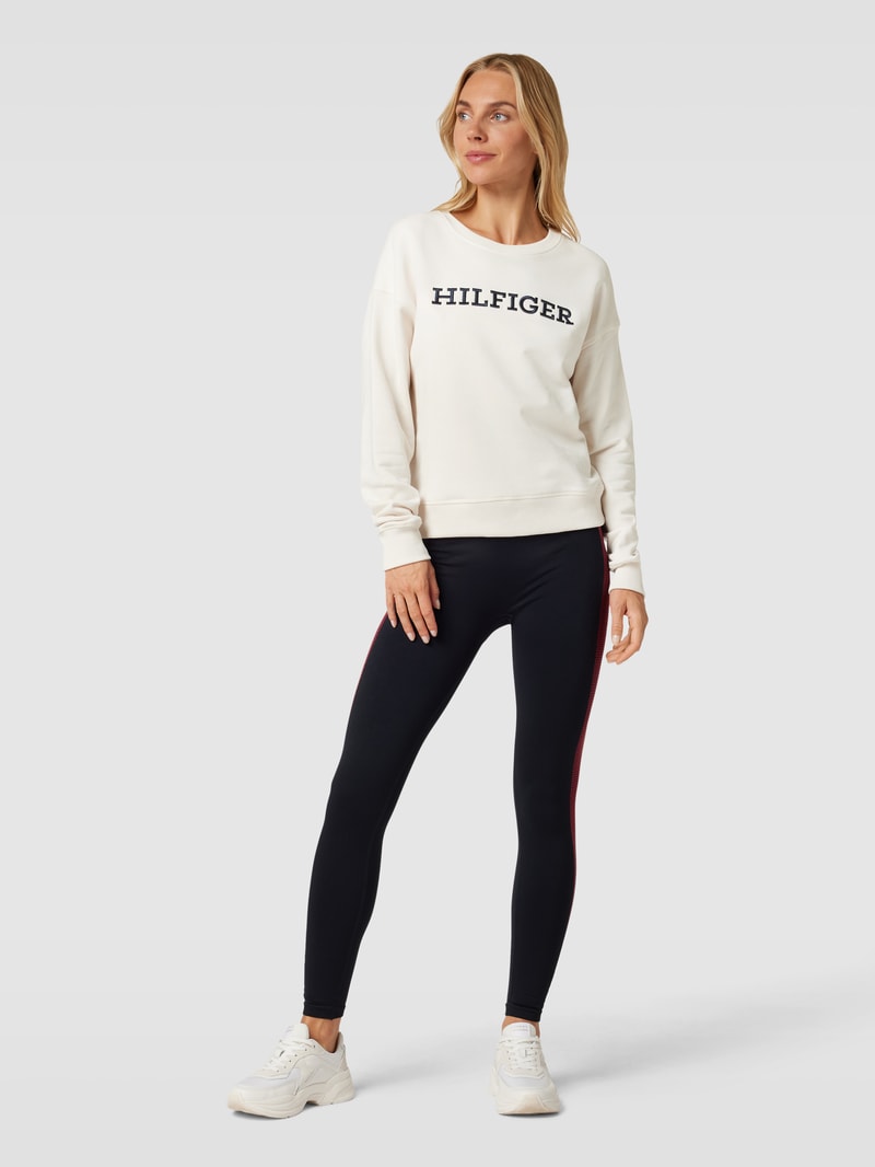 Sweatshirt aus Baumwolle mit Label-Detail in offwhite