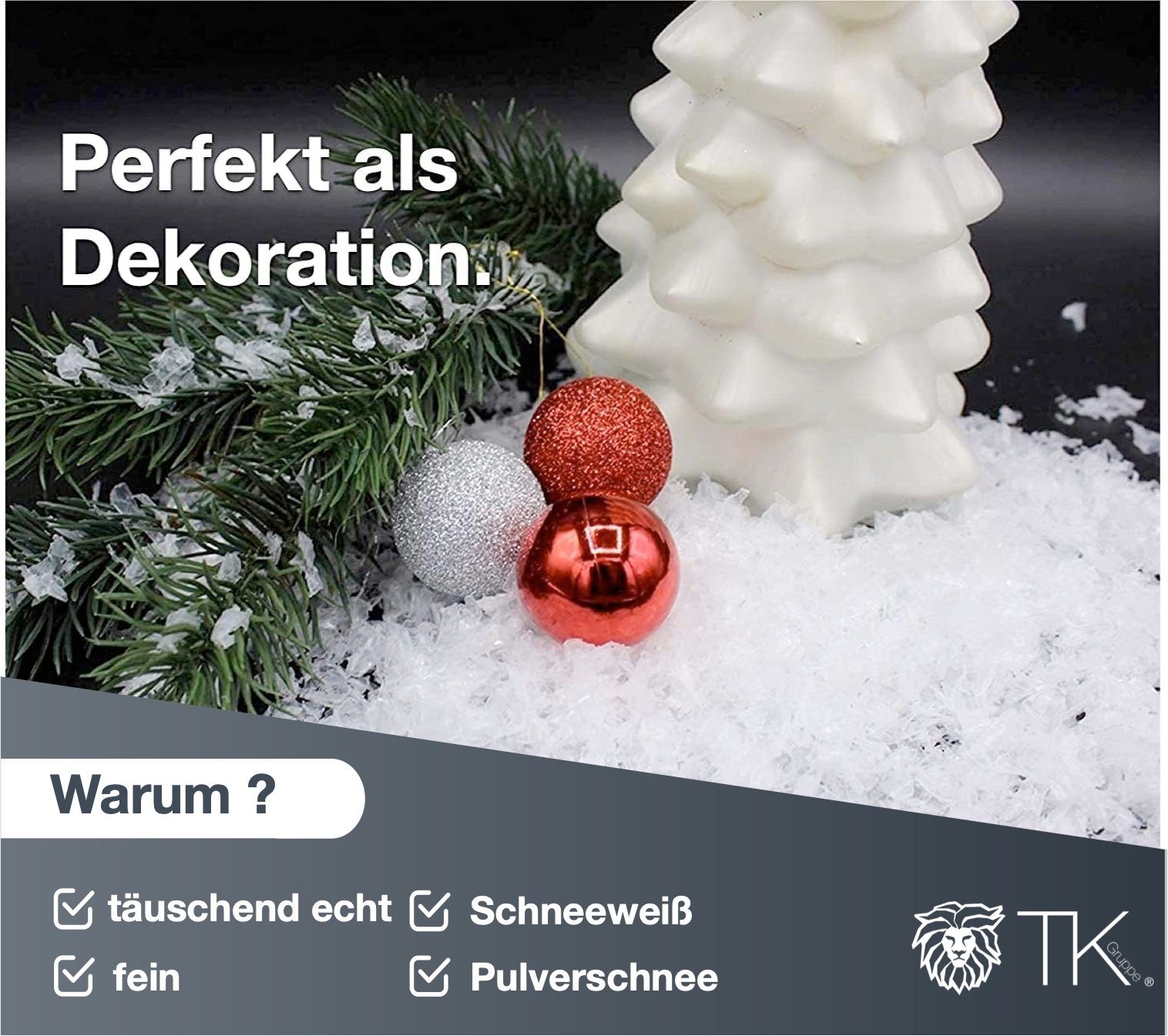 TK Gruppe Dekosteine 5x Kunstschnee Dekoschnee Streuschnee im Beutel Winterdeko Schnee, (5-St)