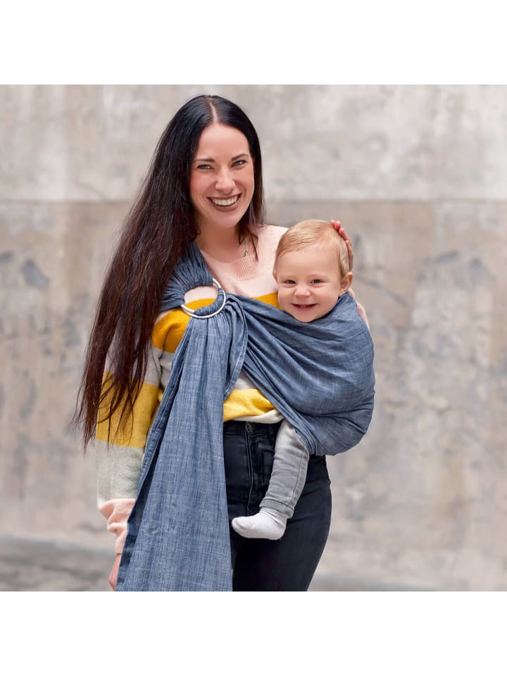 Hoppediz Babytragetuch Ring-Sling in Popeline Denim blau günstig kaufen 200 x 70 cm