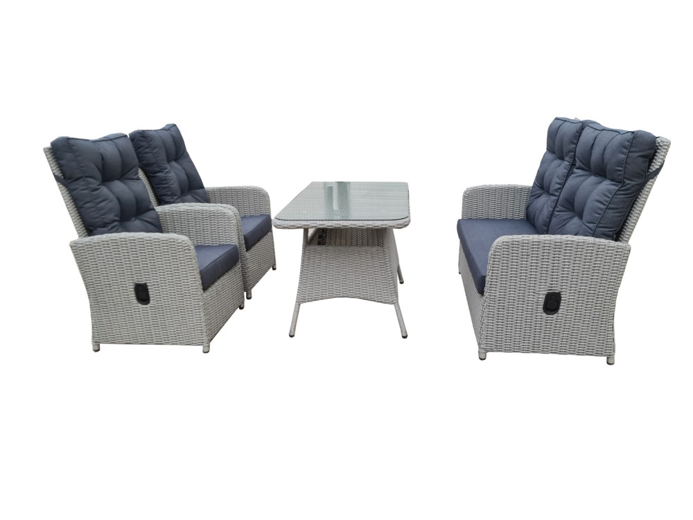HC Garten & Freizeit Dining-Set 9 tlg. Lounge inkl. Sicherheitsglasplatte