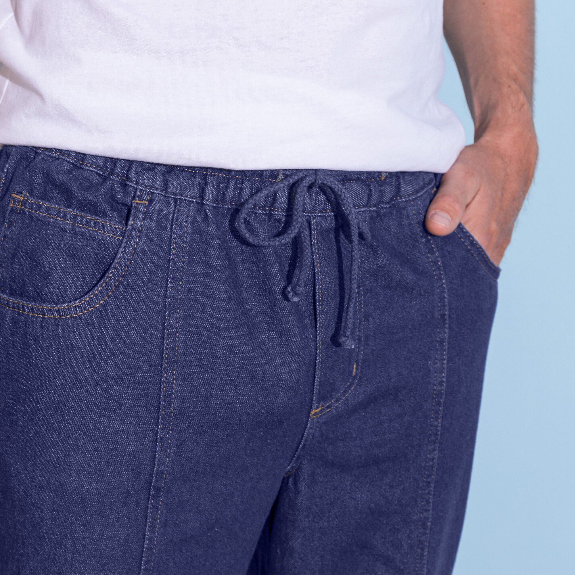 Jean denim léger taille élastiquée