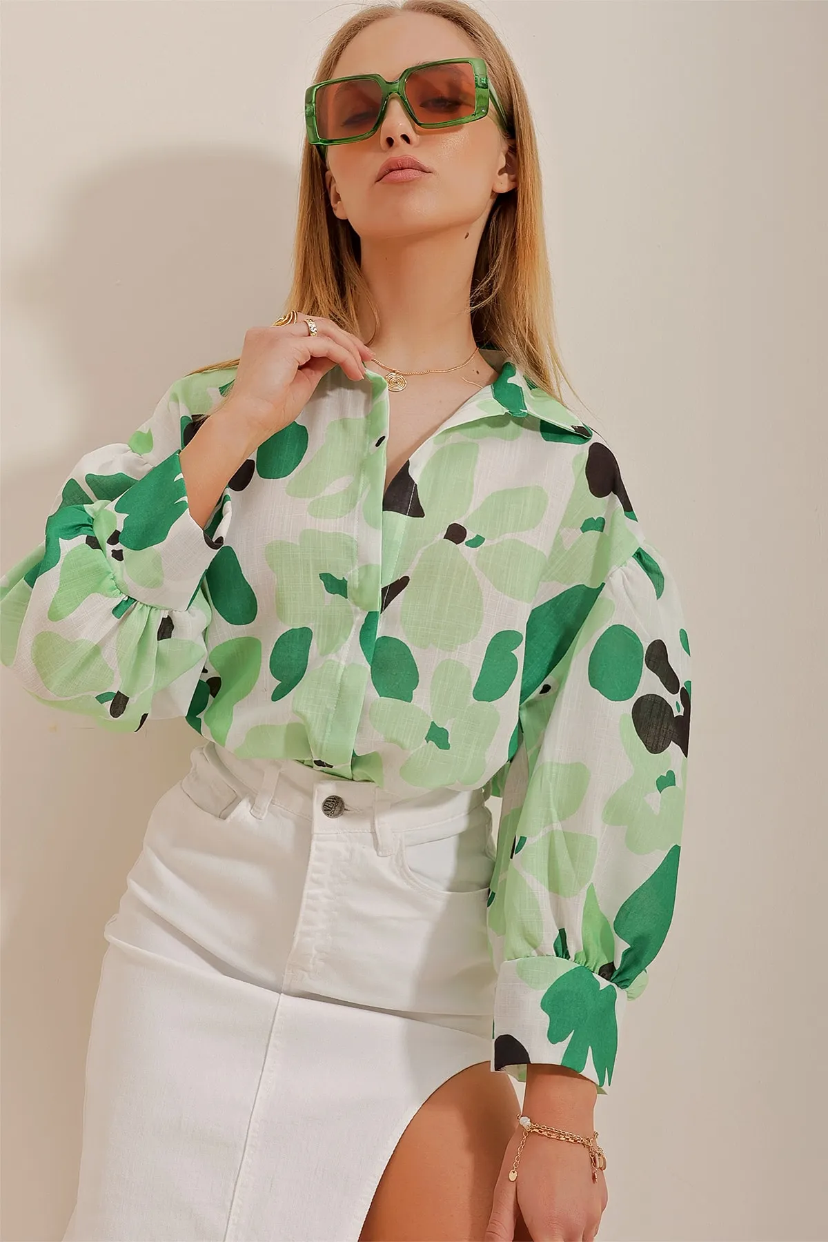Trend Alaçatı Stili  Hemd - Grün - Regular Fit
