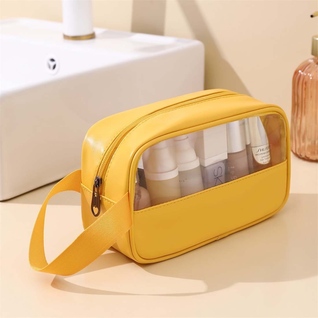 FIDDY Aufbewahrungstasche Transparente Kosmetik-Kulturtasche für Damen,Kulturbeutel (Aufbewahrungstasche und tragbarem Reisetaschen-Set mit großem Fassungsvermögen, 3-tlg)