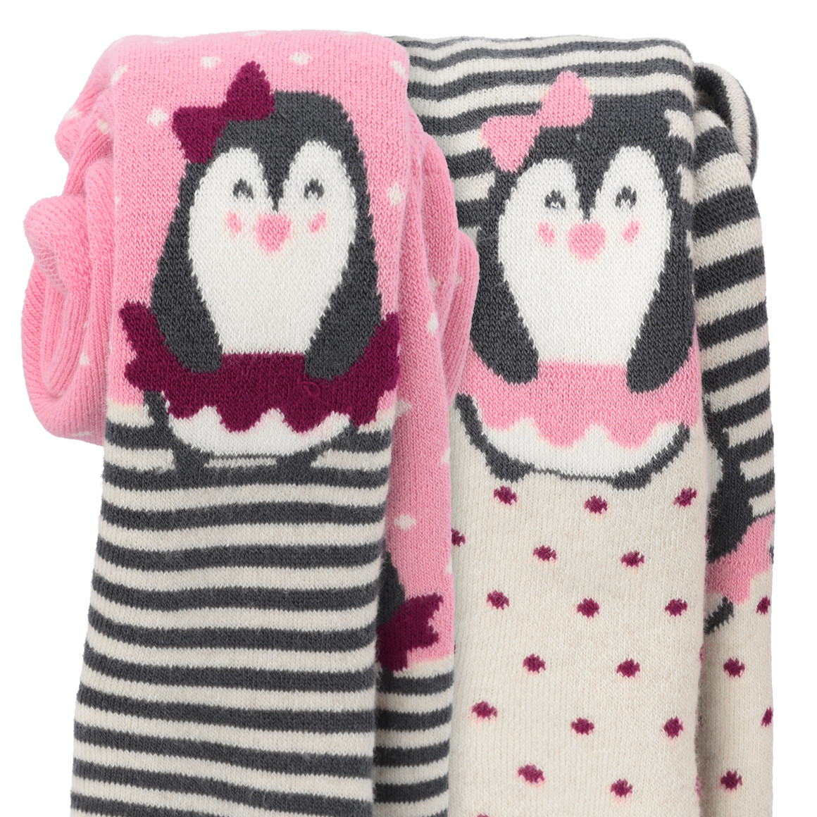 2 Baby Frottee-Strumpfhosen mit Pinguinen