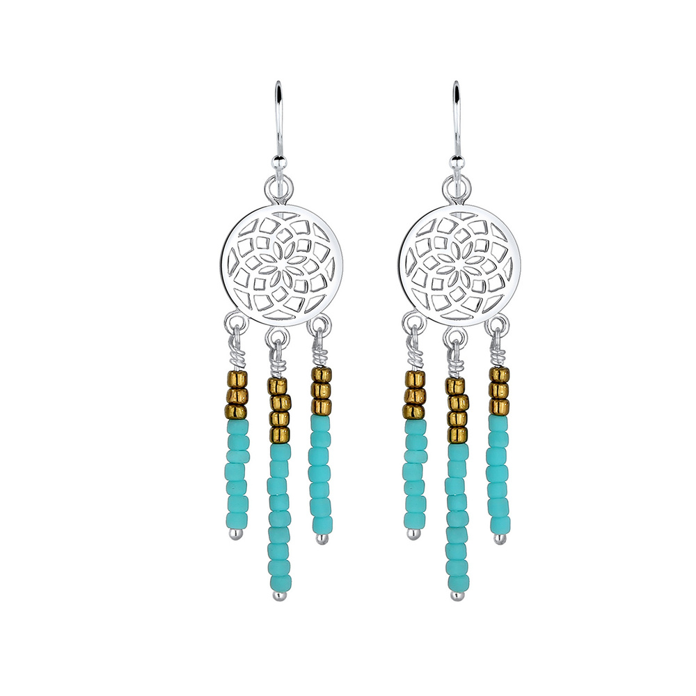 Elli Elli Boucles d'Oreilles Traumfänger Ornament Boho Festival 925 Silber Boucles d'oreilles