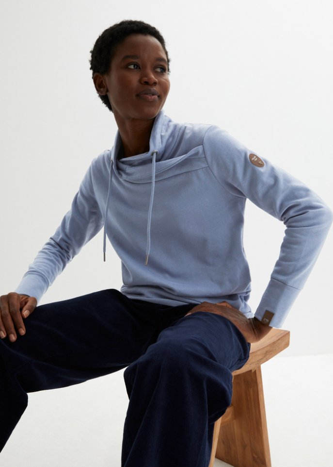 Sweatshirt mit großem Kragen aus Bio-Baumwolle