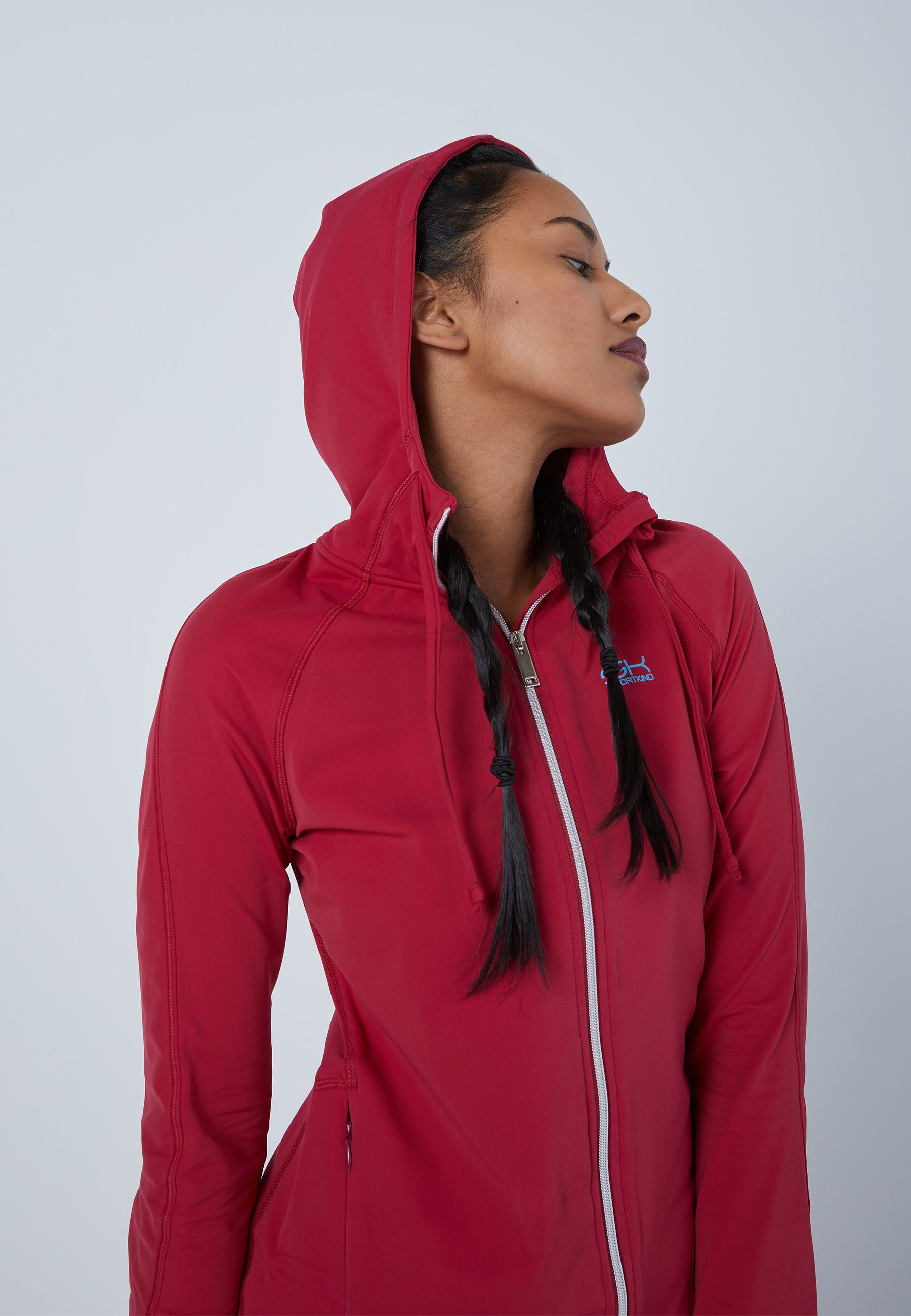 SPORTKIND Trainingsjacke Tennis Joggingjacke mit Kapuze bordeaux rot