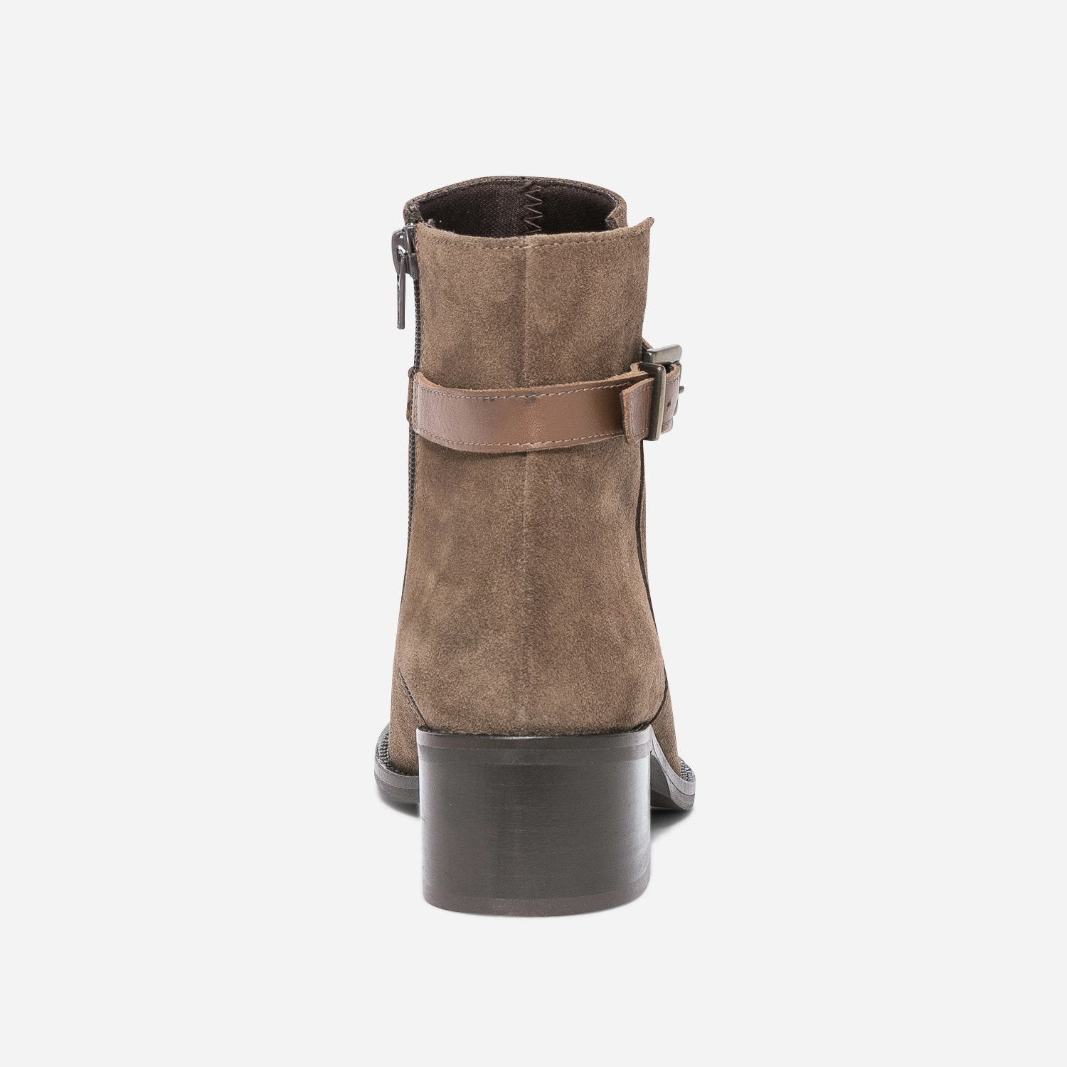 Boots marron en cuir velours à bride