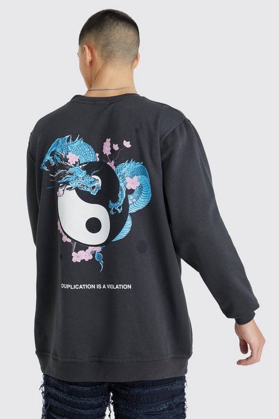 Oversize Sweatshirt mit Oriental Print