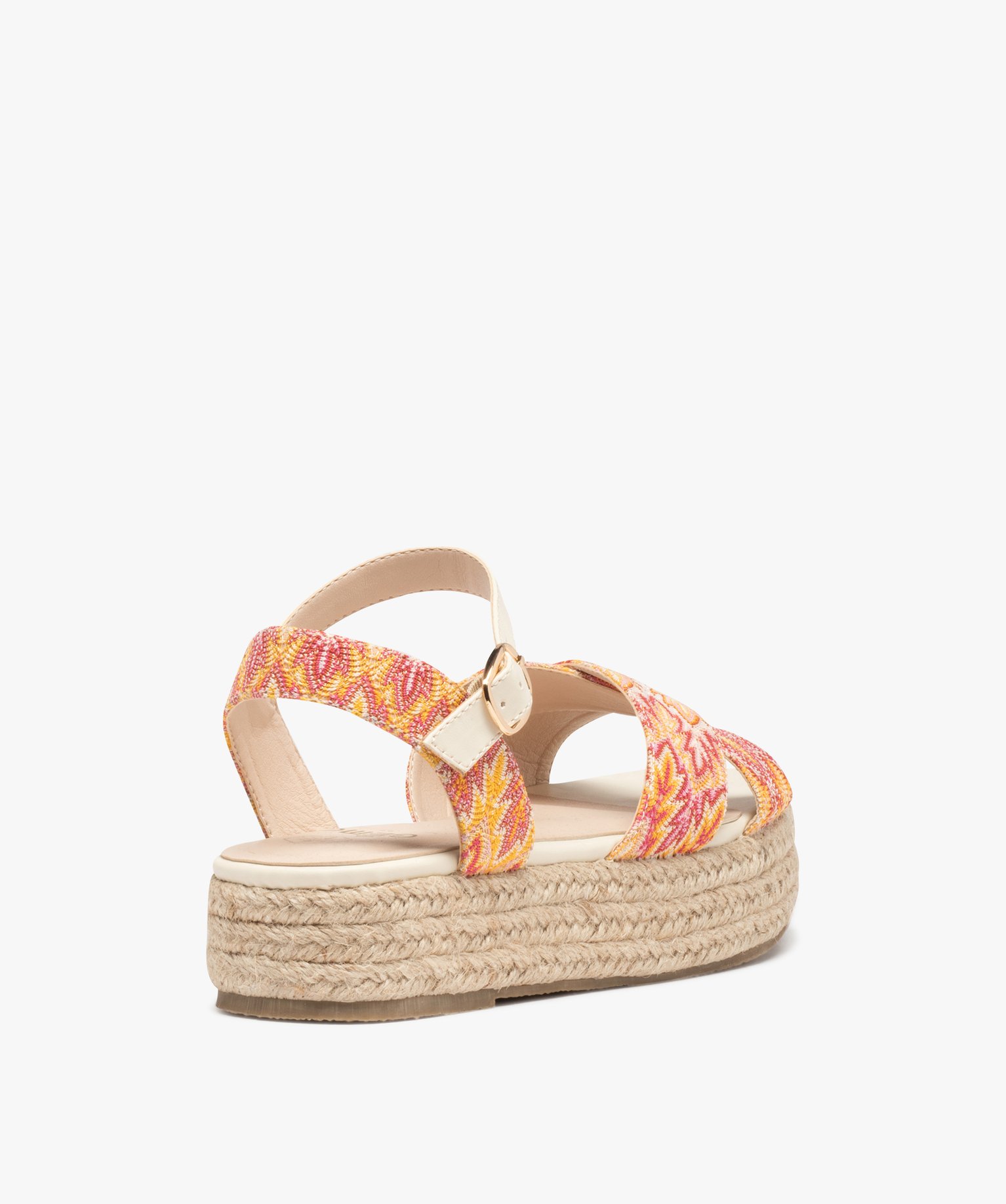 Sandales femme plateforme en corde dessus toile jaune | GEMO
