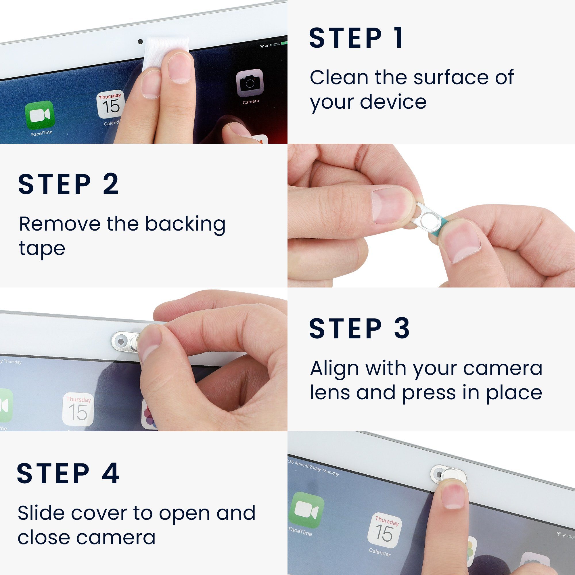 kwmobile Webcam Abdeckung für Tablet Laptop Notebook u.a. Webcam (3x Kamera Cover ultra dünn - Metall Schutz Schieber Slider)