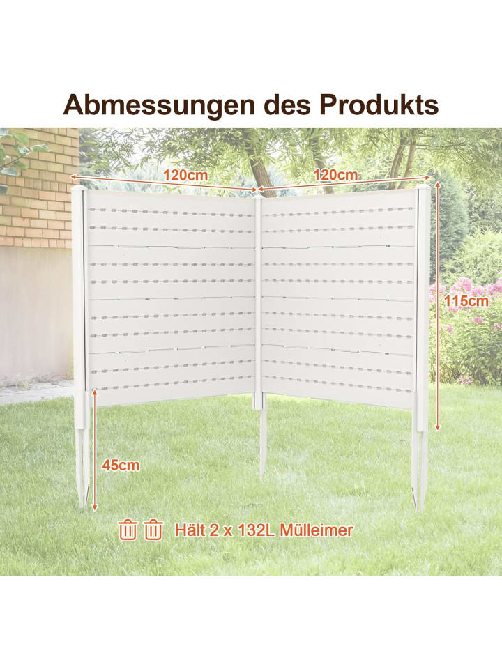 COSTWAY Gartenzaun 2-teilig in Weiß günstig kaufen onesize