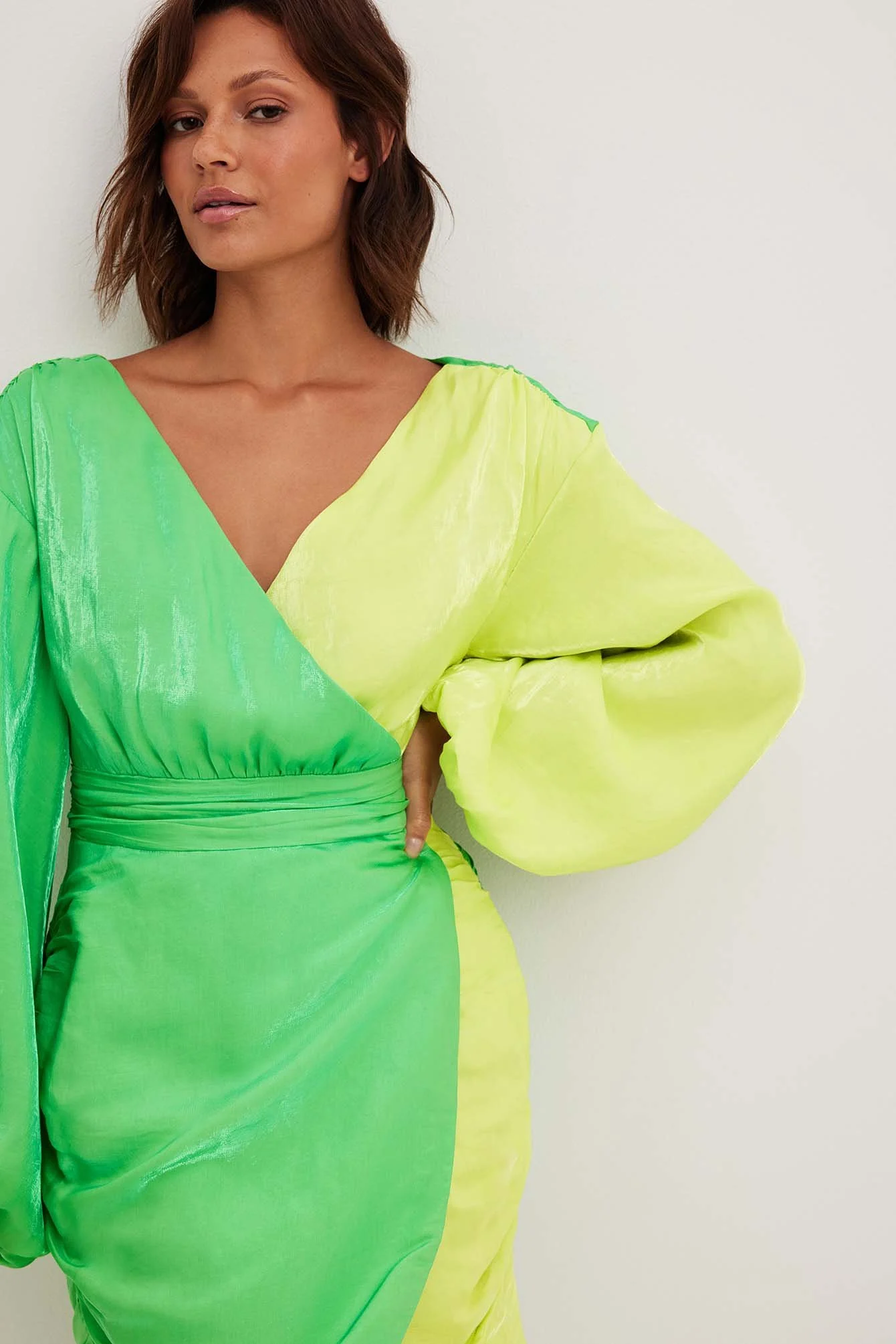 Long Sleeve Draped Mini Dress