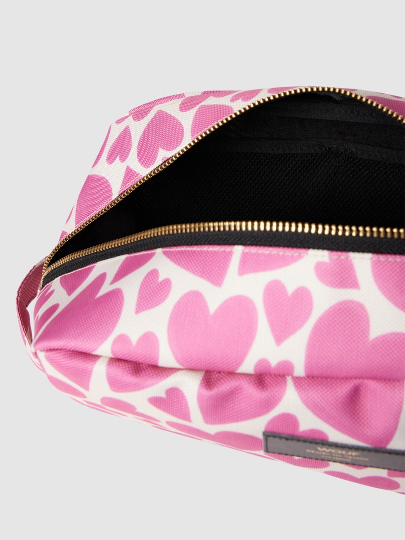 Kosmetiktasche mit Allover-Muster Modell 'Pink Love' in pink