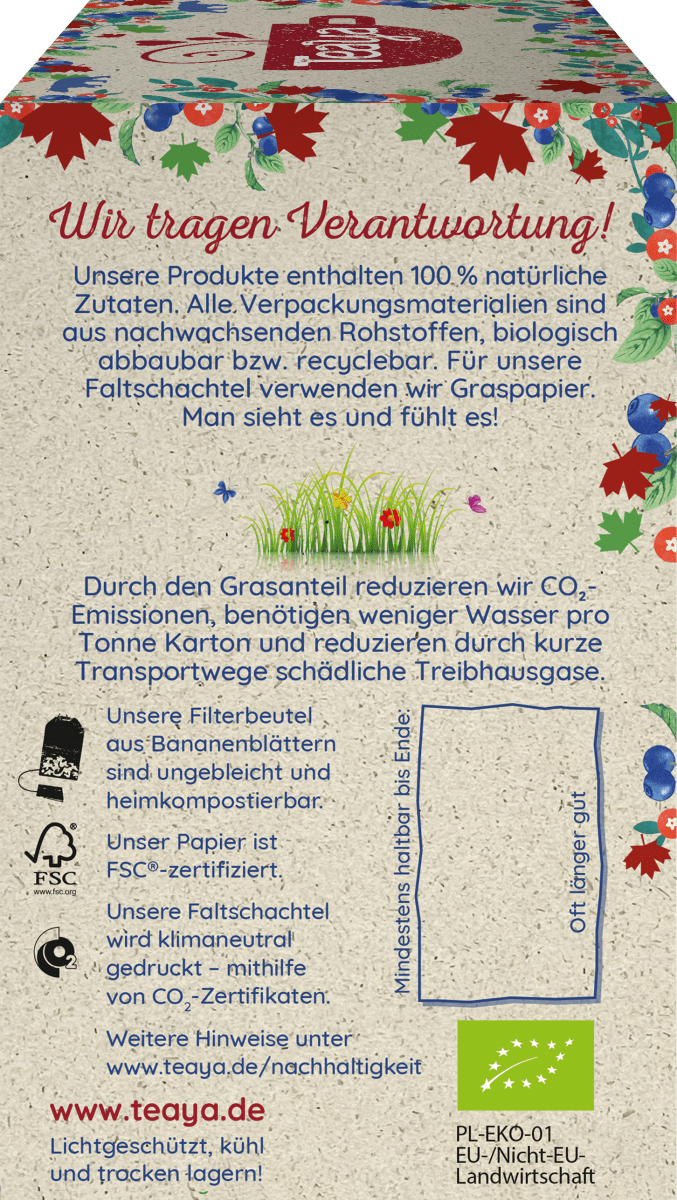 Früchtetee \taste my Canada\ mit Cranberry, Heidelbeere & Ahornsirup (17 Beutel), 32,3 g
