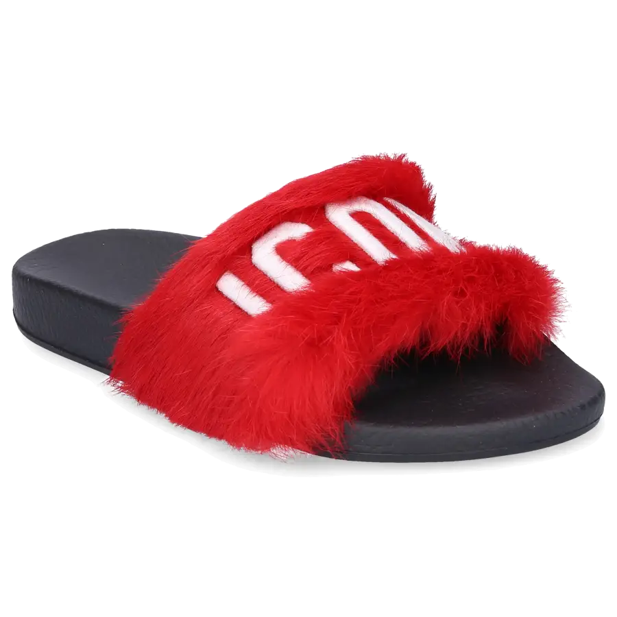Dsquared2 - Hausschuhe LAPIN Fell Logo rot schwarz - rot