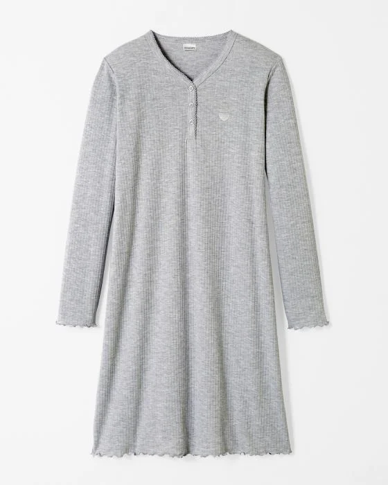 Chemise de nuit maille interlock côtelée douce et souple