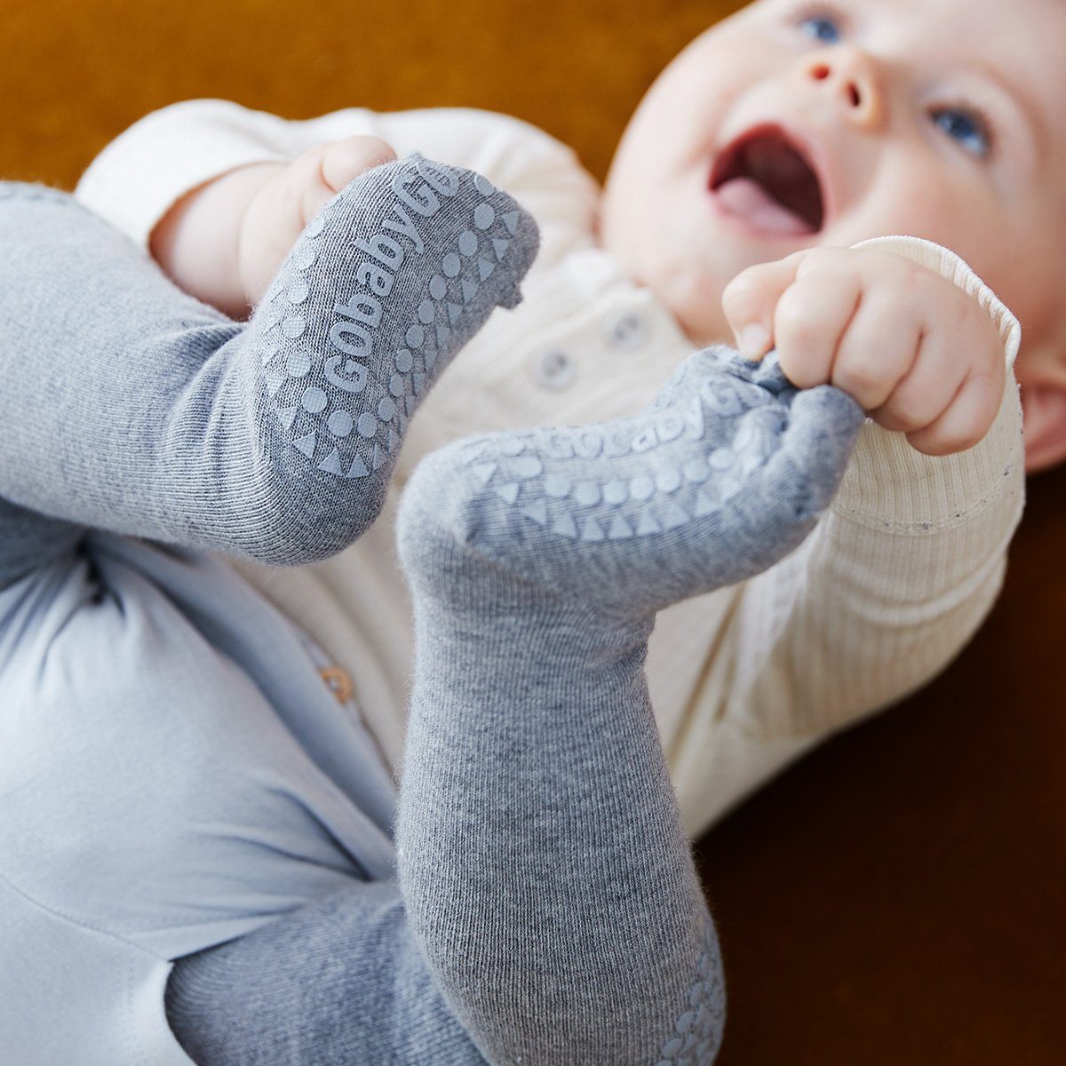 GoBabyGo Thermostrumpfhose Krabbel Strumpfhose aus Wolle mit ABS Noppen für Babys & Kleinkinder
