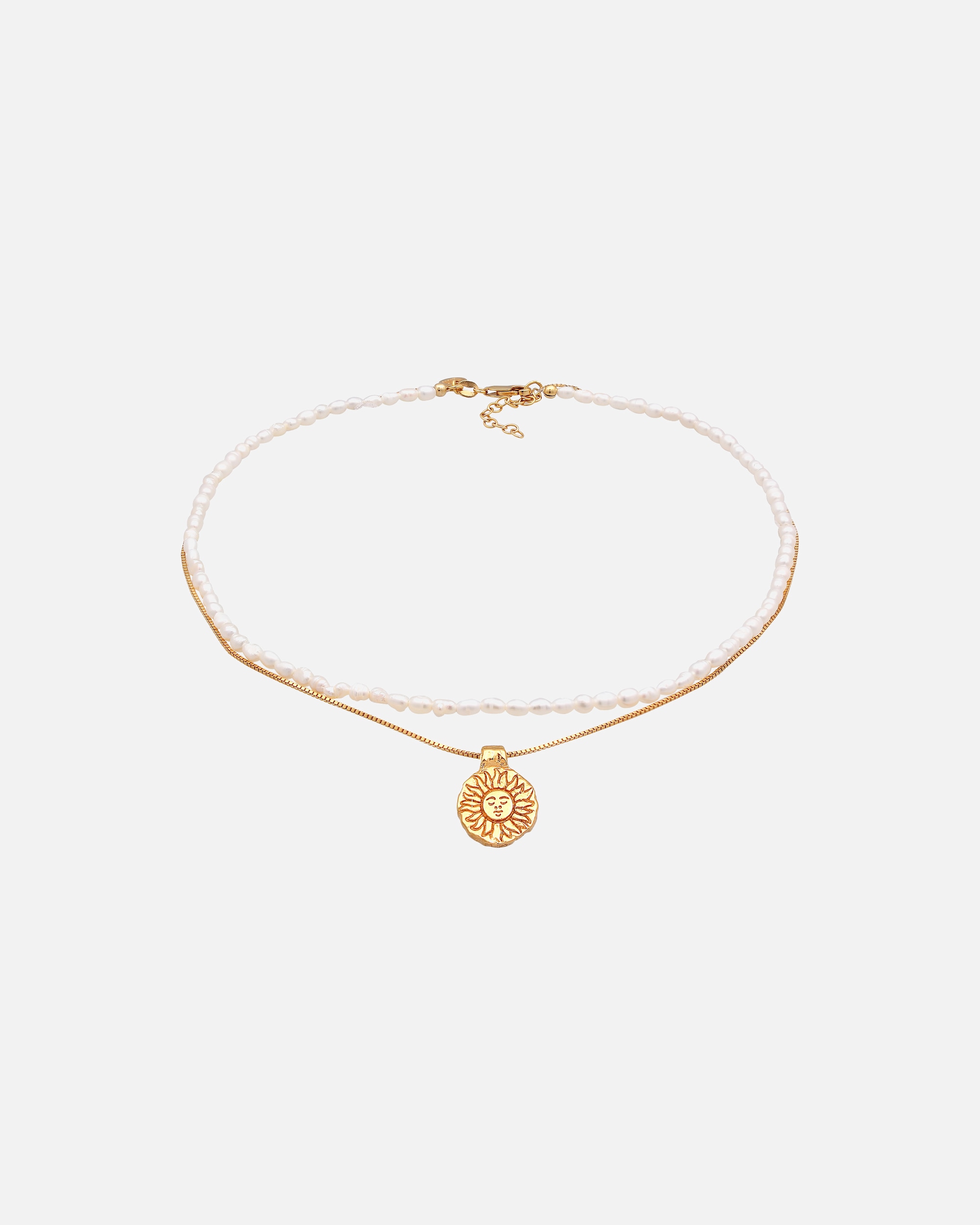Collana girocollo da donna Elli PREMIUM con ciondolo a forma di sole e perle coltivate d'acqua dolce in argento sterling 925.
