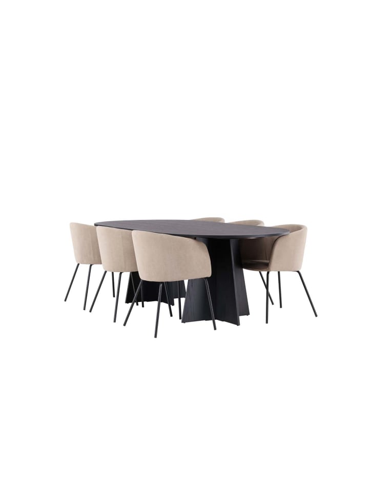 ebuy24 Essgruppe Bootcut 19 ( 7-teilig) Schwarz 115 x 230 cm günstig kaufen onesize
