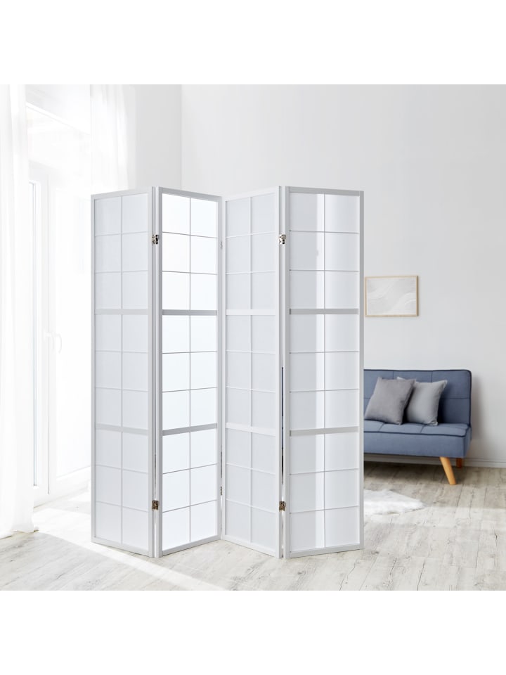 Homestyle4u 4-tlg. Paravent Shoji in Weiß 176x175 cm günstig kaufen onesize