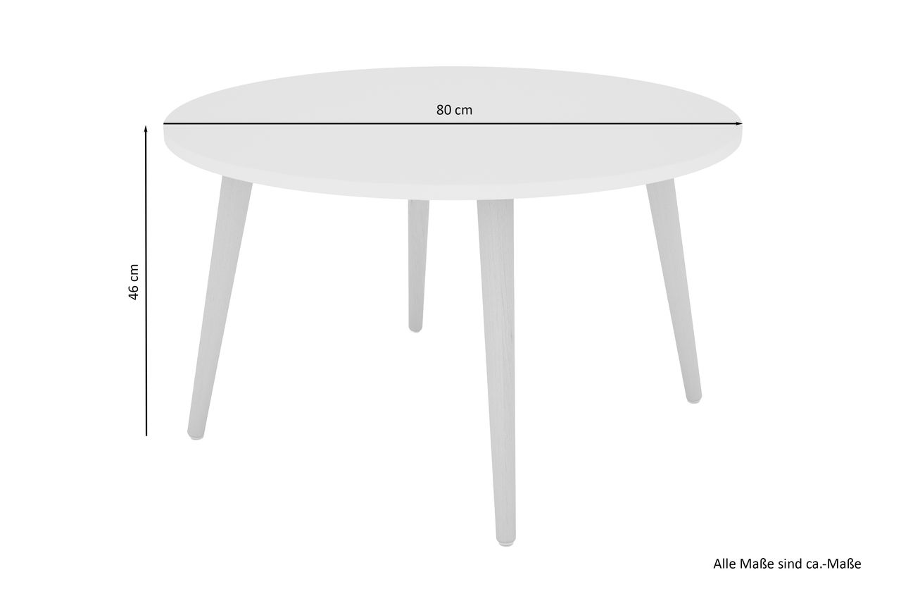 byLiving LASSE Couchtisch, Breite 80 cm, Buche massiv, weiß