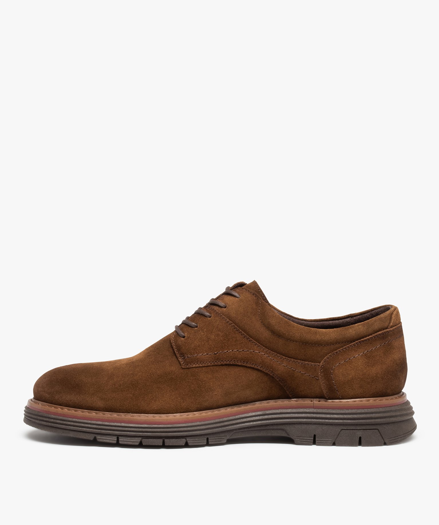 Derbies homme dessus cuir uni à lacets – Tanéo marron | GEMO