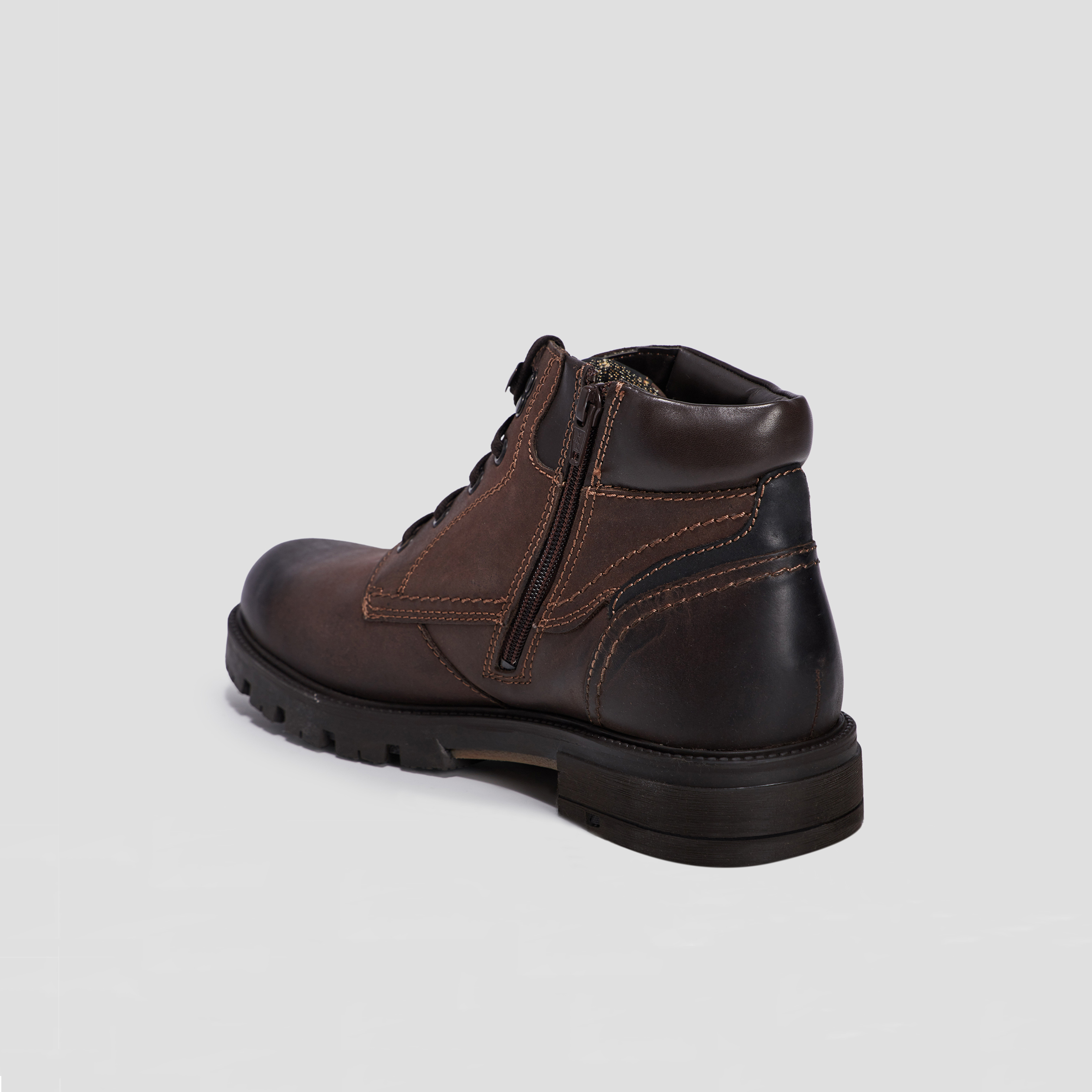 Bottines crantées en cuir marron homme | La Halle