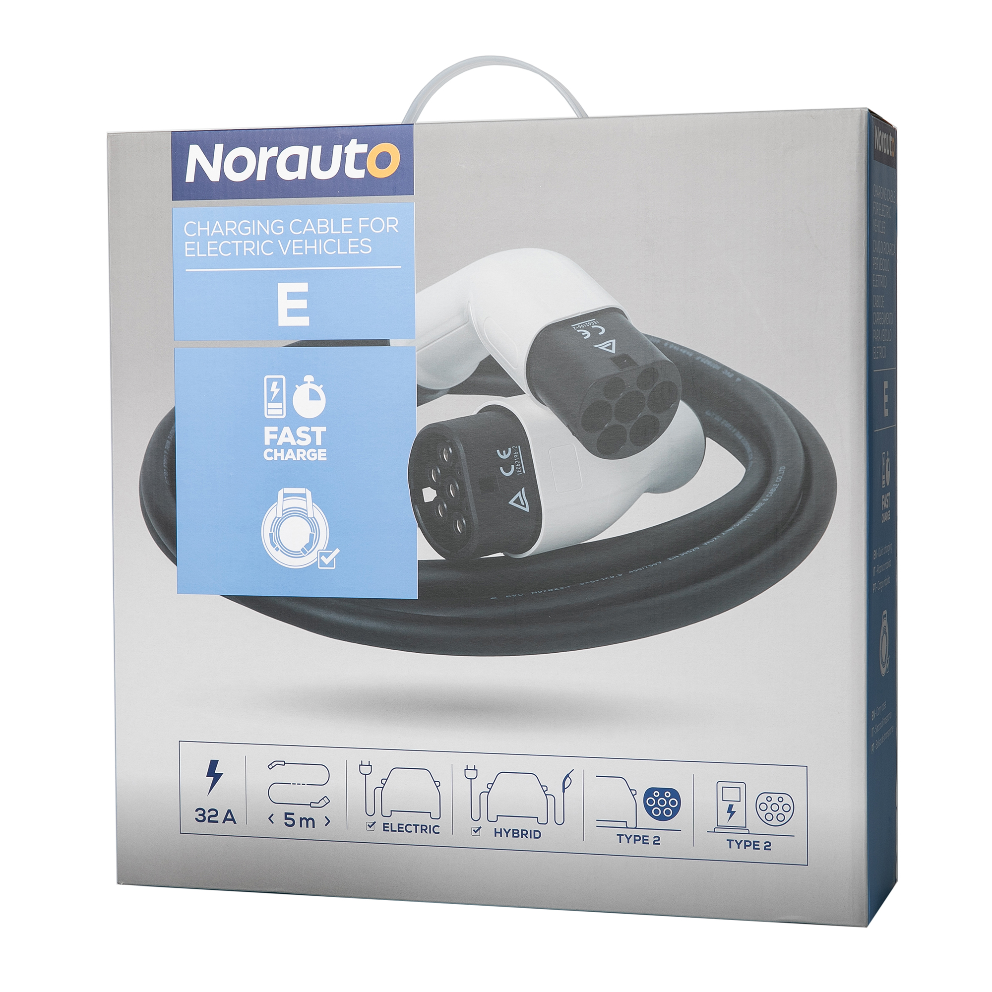 Norauto E-Ladekabel Typ 2, 32 A, dreiphasig, 22 kW, 5 Meter - ATU
