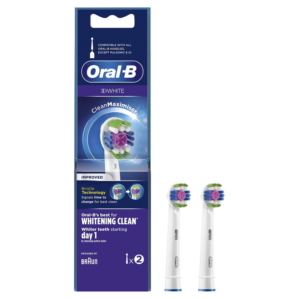 oral-b Oral-B 3D White Brossette Avec CleanMaximiser, 2 Brossettes De Rechange