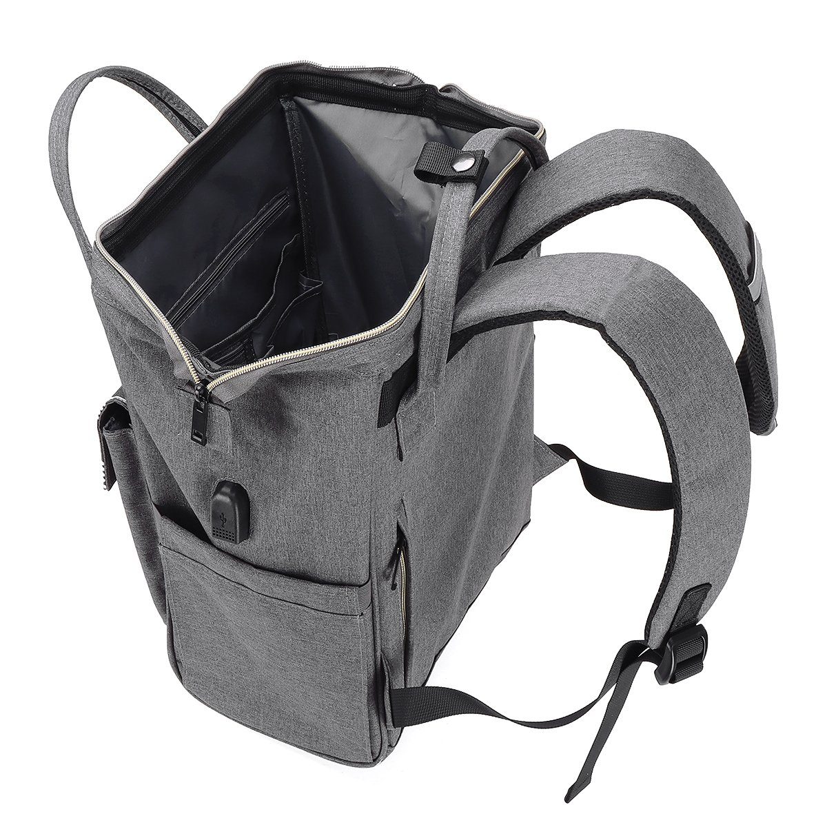 JOSEKO Daypack Tasche Rucksack Dark Gray: Praktisch & Modisch! (USB-Charger/USB-Ladestecker), Viele Fächer + Taschen, großer Stauraum, daily Backpack