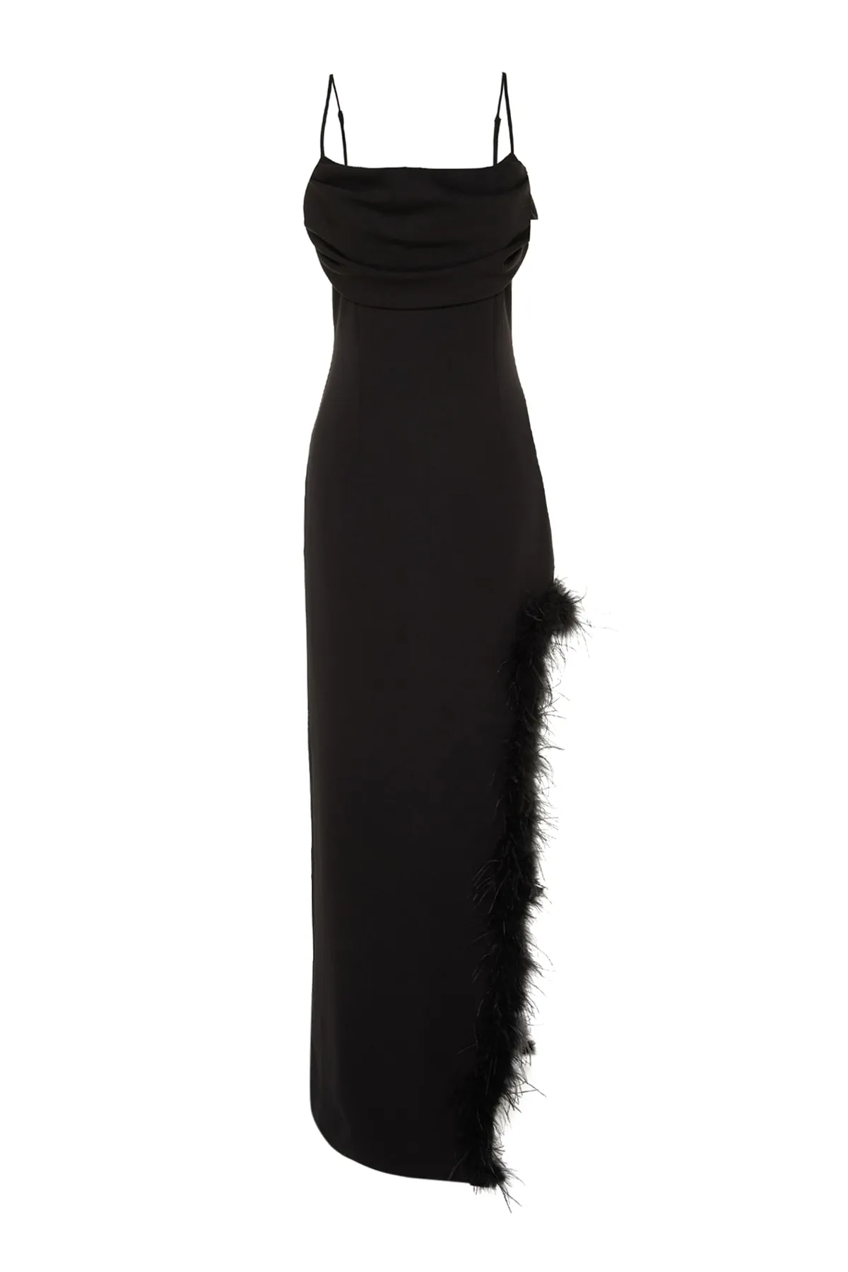 Trendyol Collection  Schwarzes, gewebtes, durchbrochenes, langes Abendkleid TPRSS23AE00032
