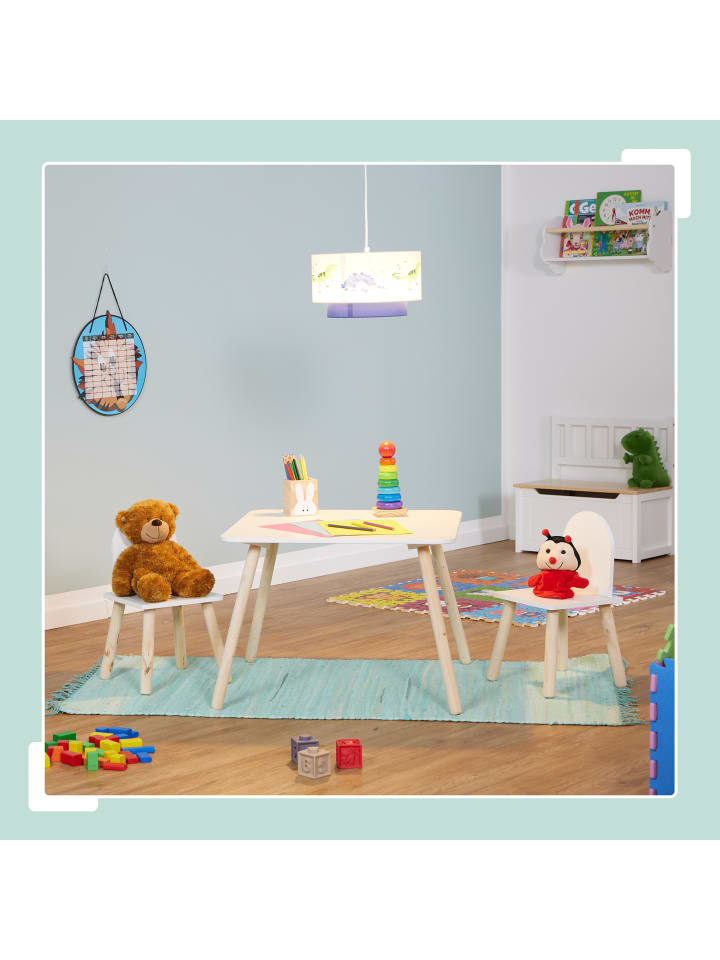 relaxdays 3-tlg. Kindersitzgruppe in Weiß/ Natur günstig kaufen onesize