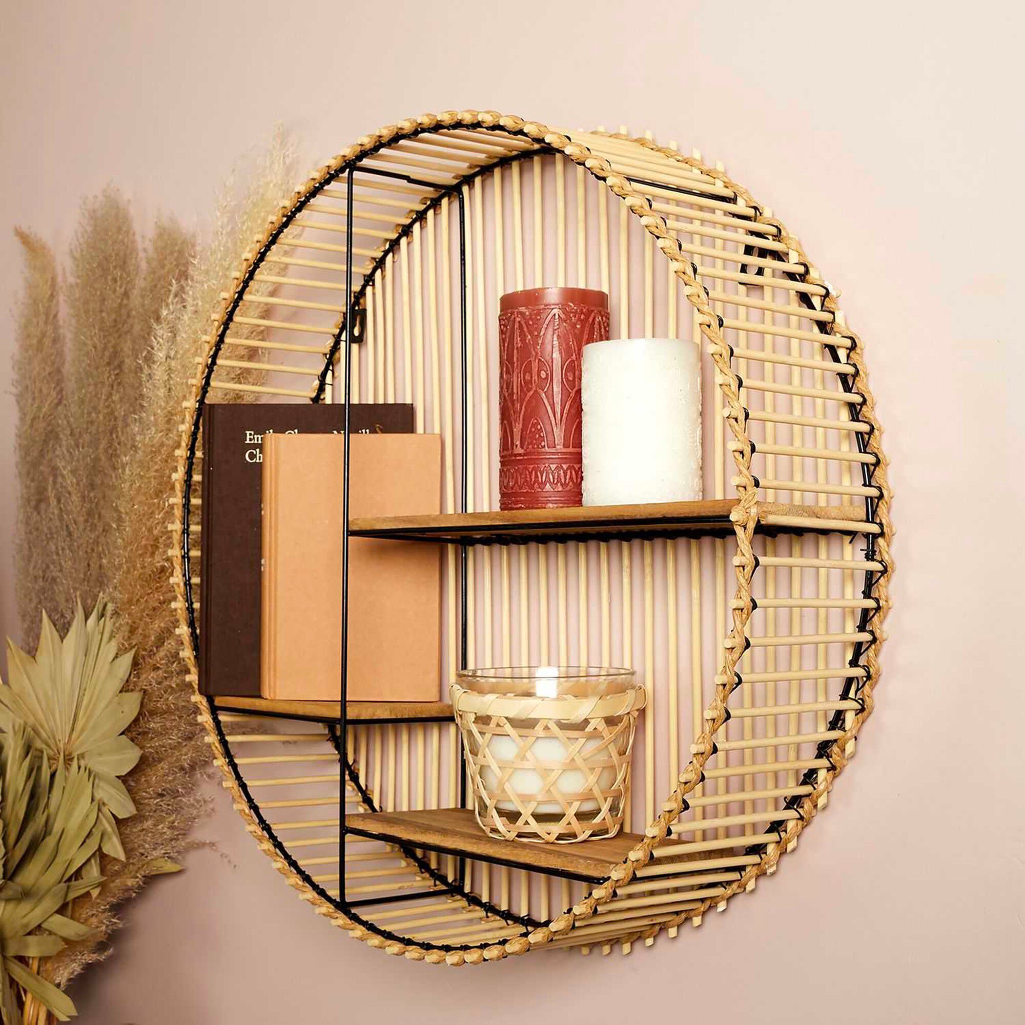 Etagère ronde métal et bois