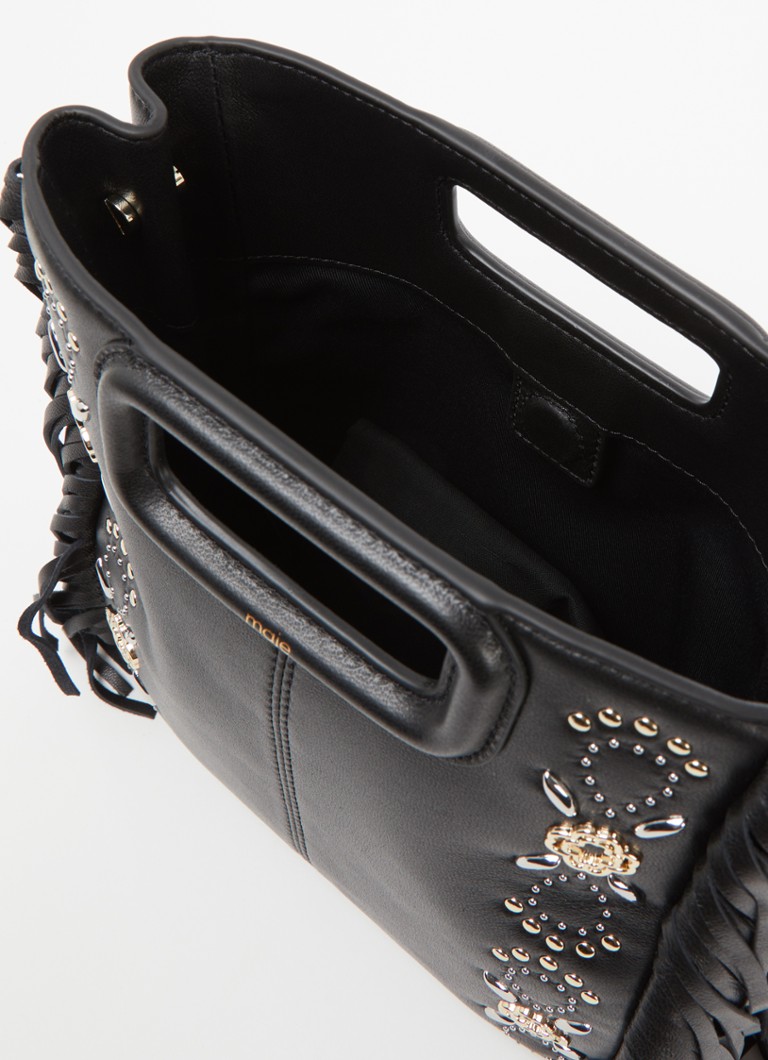 Maje M Bag sheepskin handbag with fringes and studs