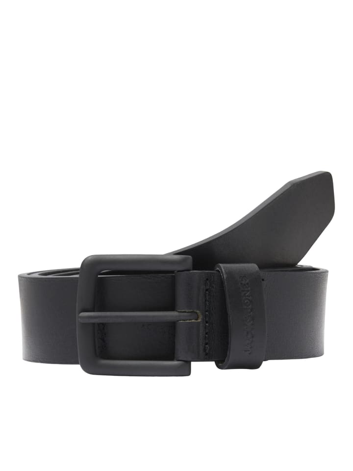 Jack & Jones Legerer Echtleder Gürtel Klassischer Leather Belt JACROMA in Schwarz günstig kaufen 105 cm