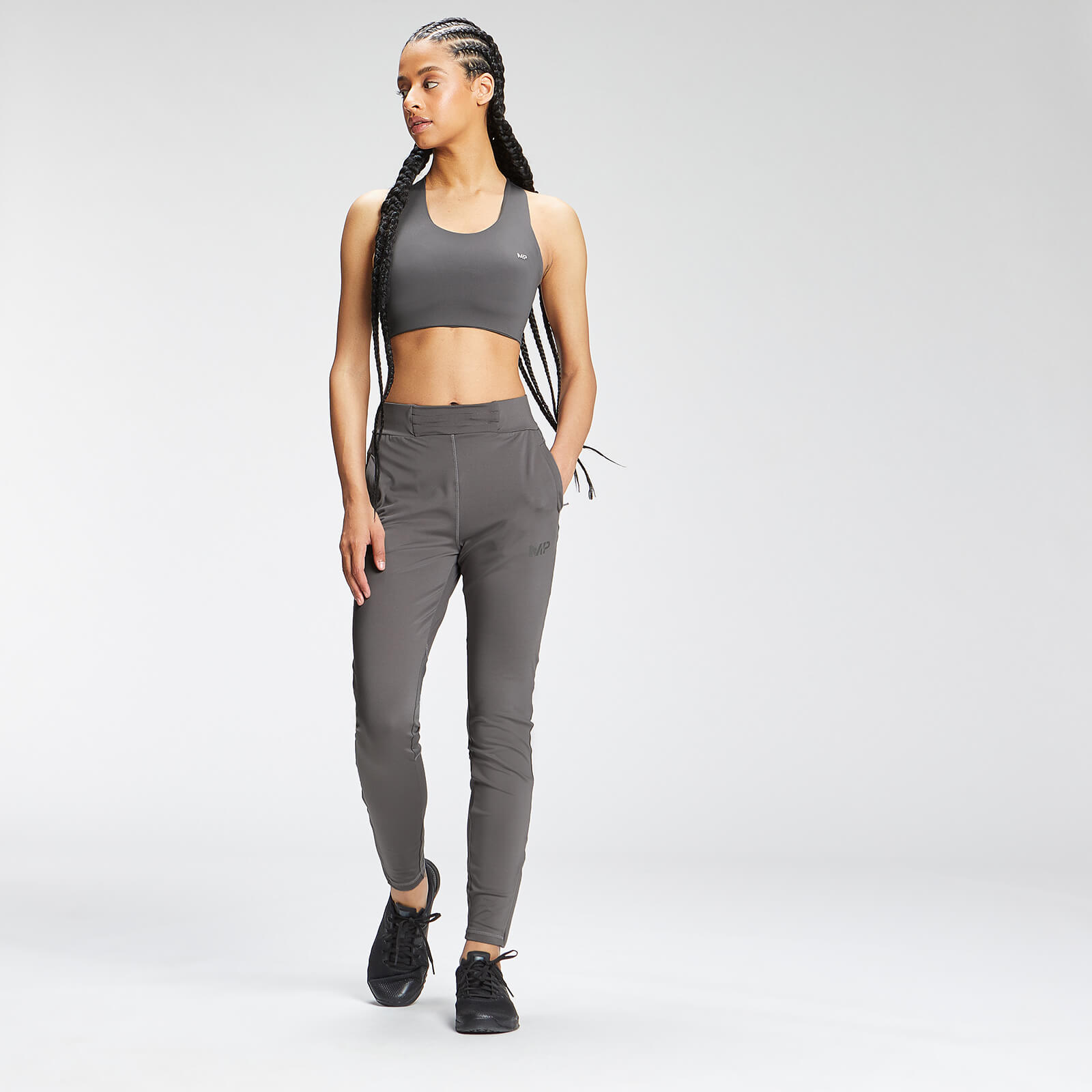 Brassière de sport à dos croisé Repreve® MP Tempo pour femmes – Carbone