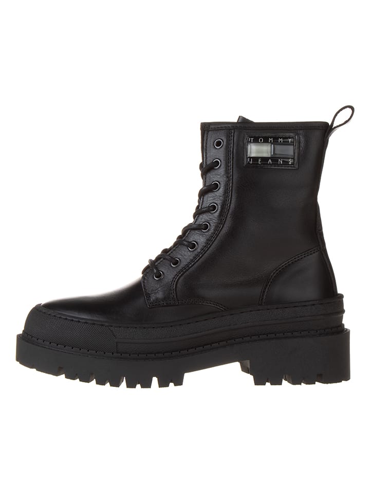 Tommy Hilfiger Shoes Leder-Boots in Schwarz günstig kaufen