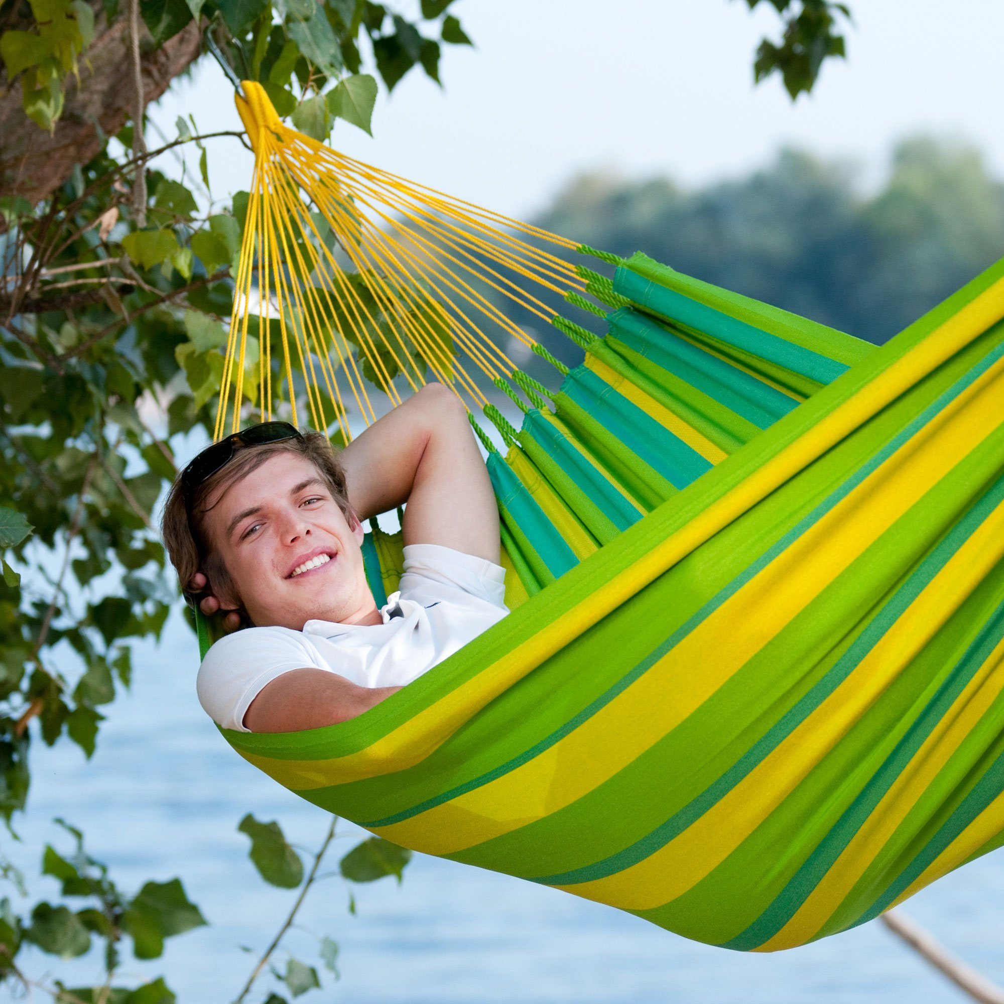 La Siesta Hängematte Single Hängematte Sonrisa lime grün La Siesta wetterfest, Hochwertige Qualität