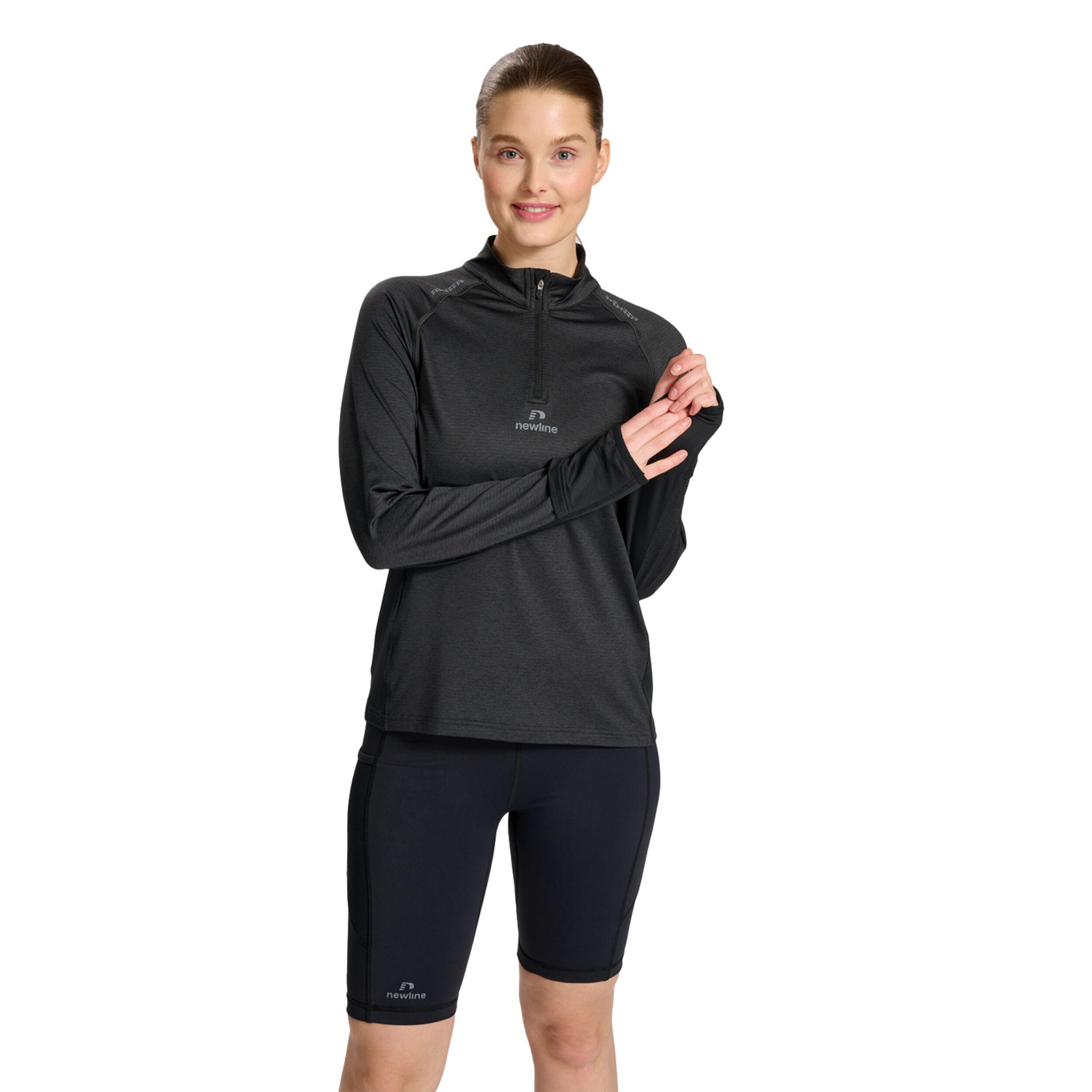Mesa Half-Zip Lauftop Damen - Schwarz