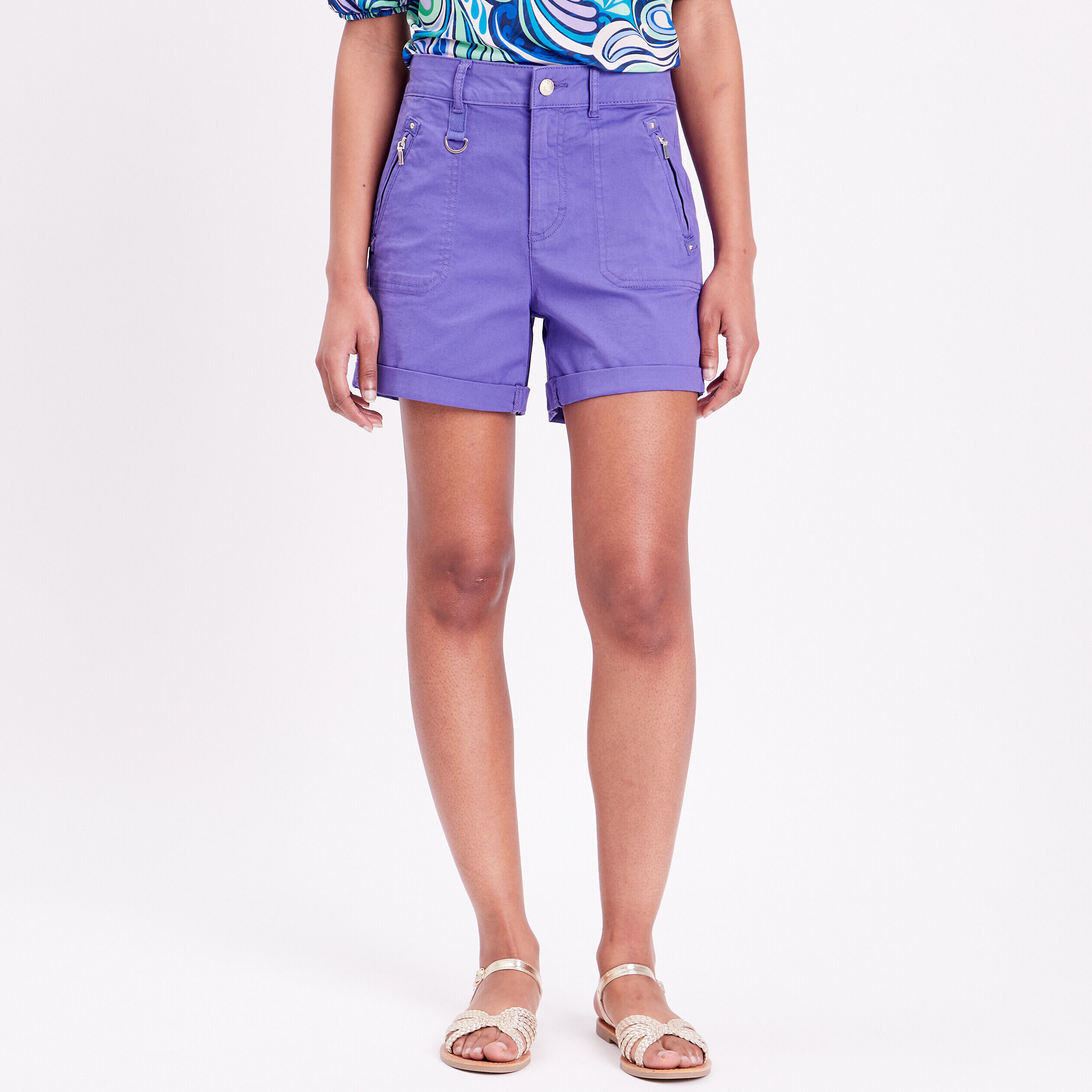 Short ajusté détails zippés violet femme | Cache Cache