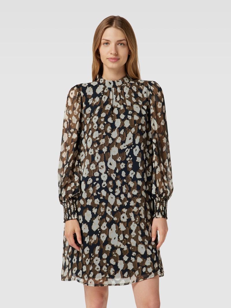 Knielanges Kleid mit Animal-Print in schwarz