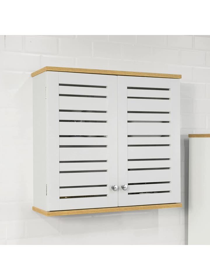 SoBuy Hängeschrank in Weiß und Natur - (B)60 x (H)56 x (T)19cm günstig kaufen onesize
