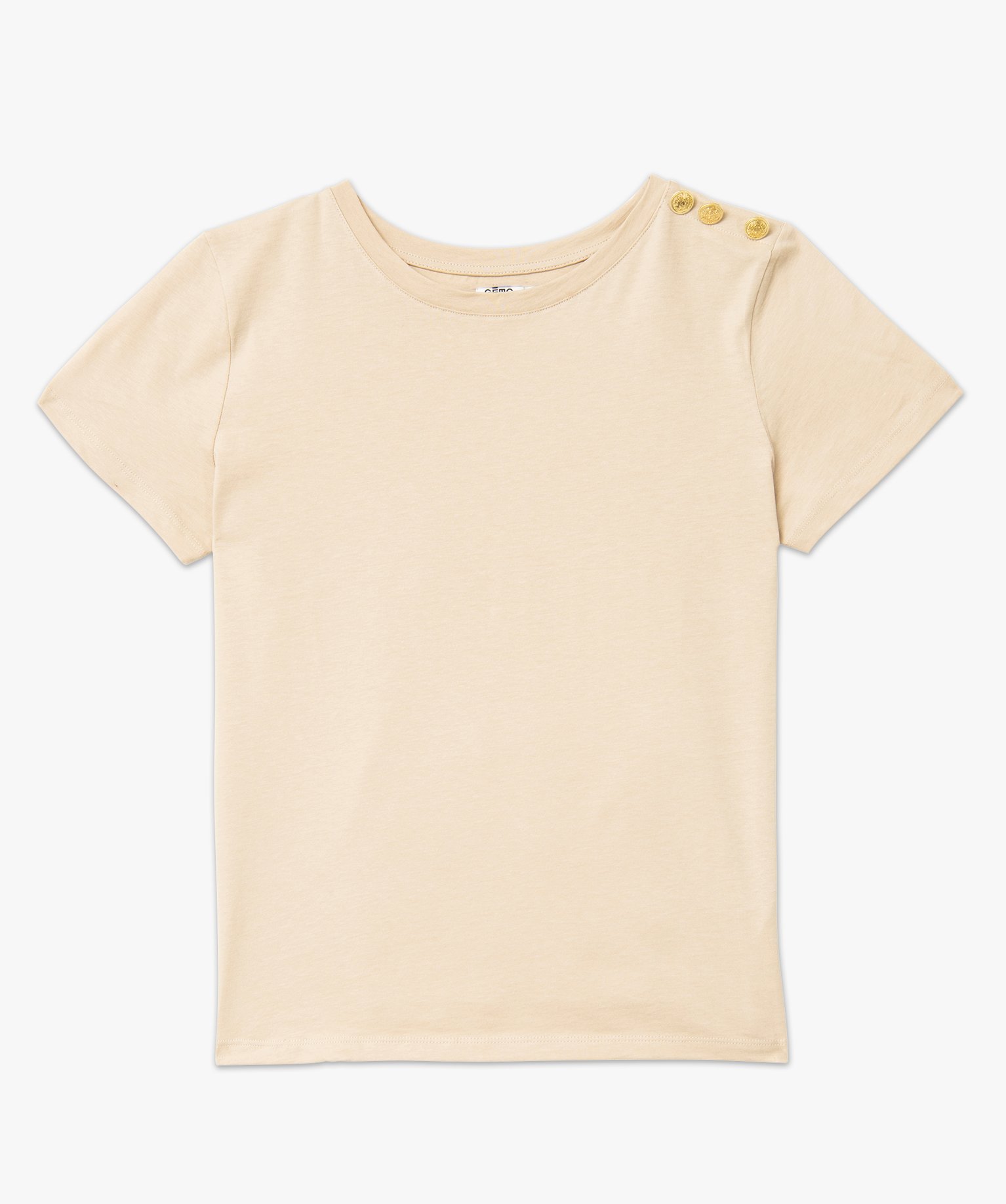 Tee-shirt manches courtes à boutons décoratifs femme beige | GEMO