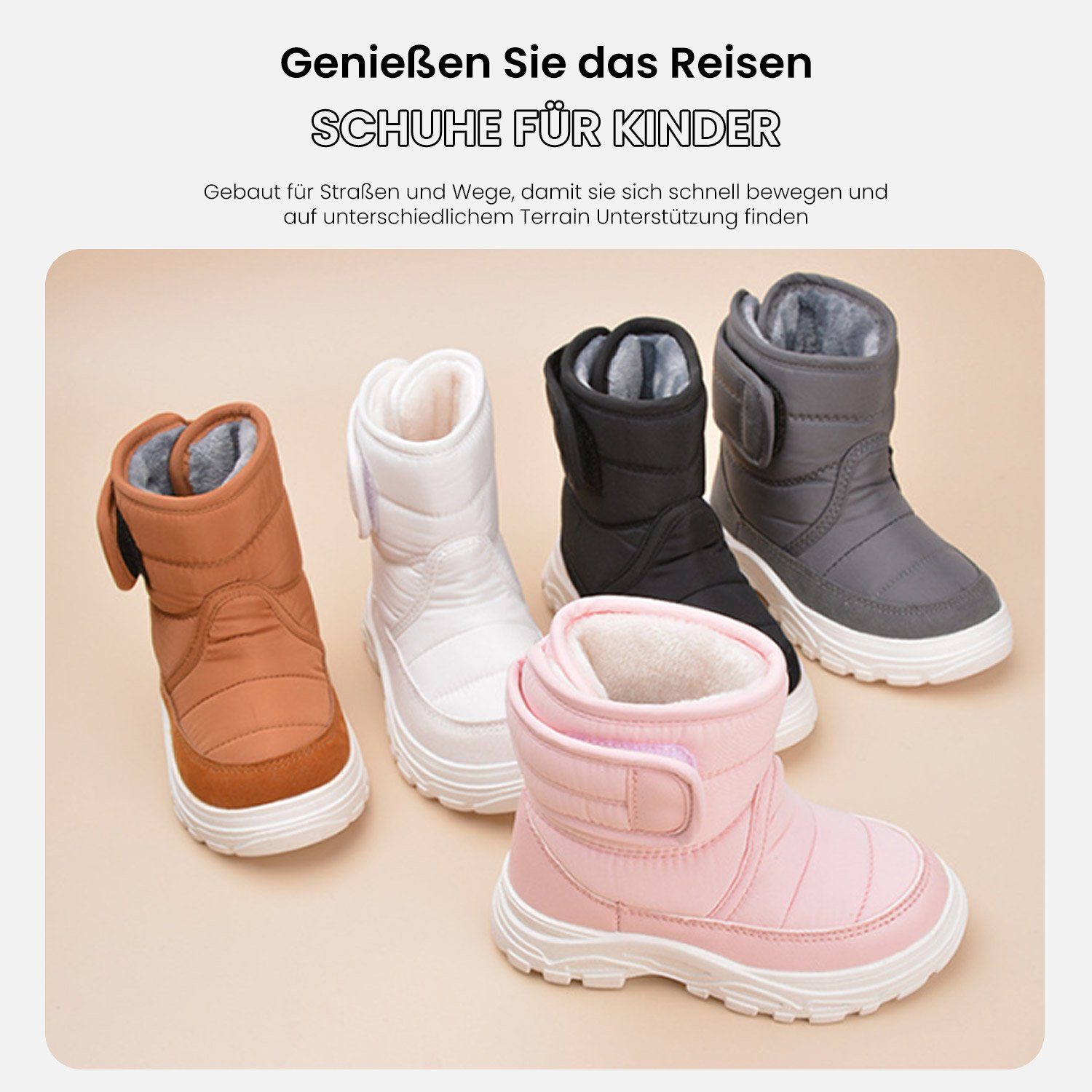 Daisred Warme Kinder-Schneestiefel Winterstiefel Bequem Stiefel
