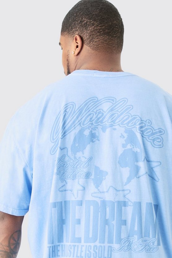 Plus Oversize T-Shirt mit Dream Worldwide Print