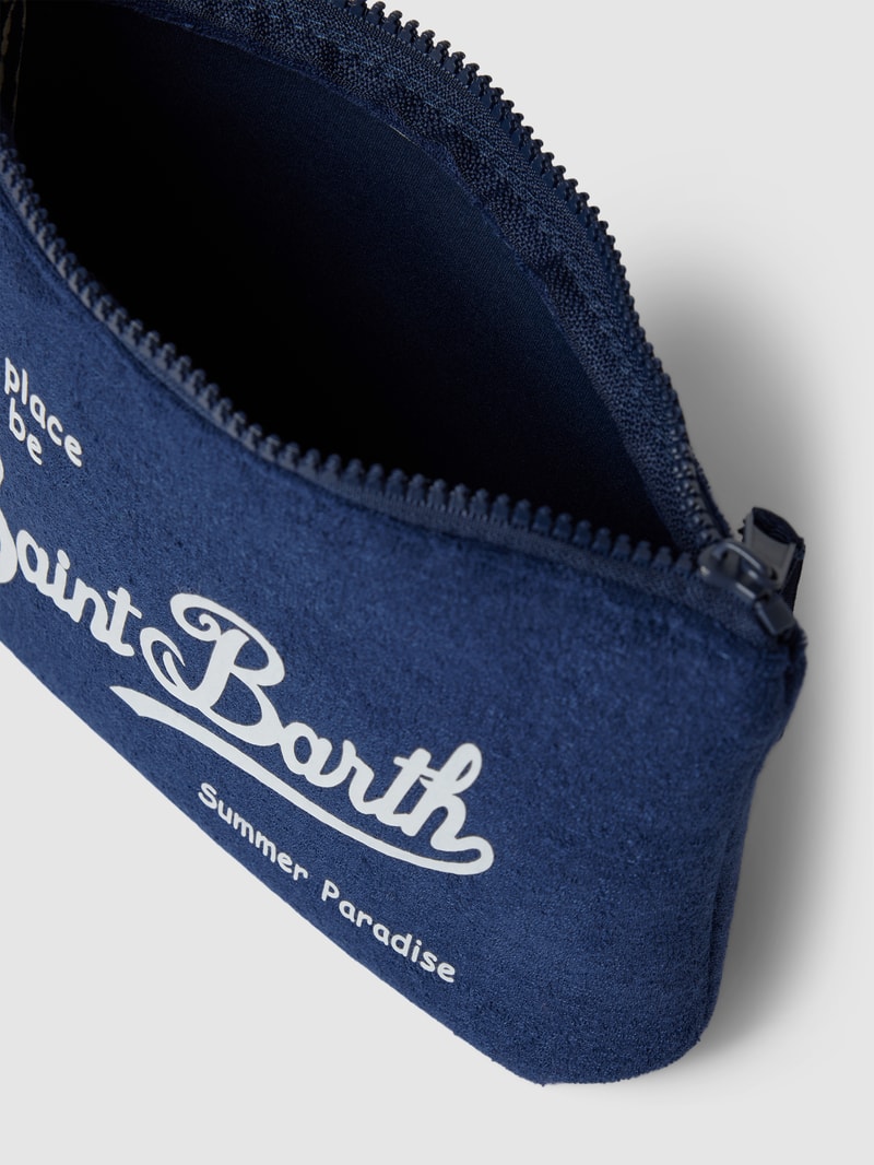 Kulturtasche mit Allover-Muster Modell 'ALINE SPONGE' in marineblau