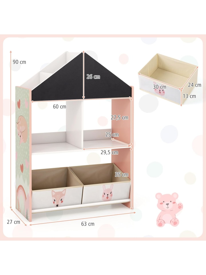 COSTWAY Bücherregal Kinder mit Whiteboard & Tafel 2-in-1 in Rosa günstig kaufen onesize