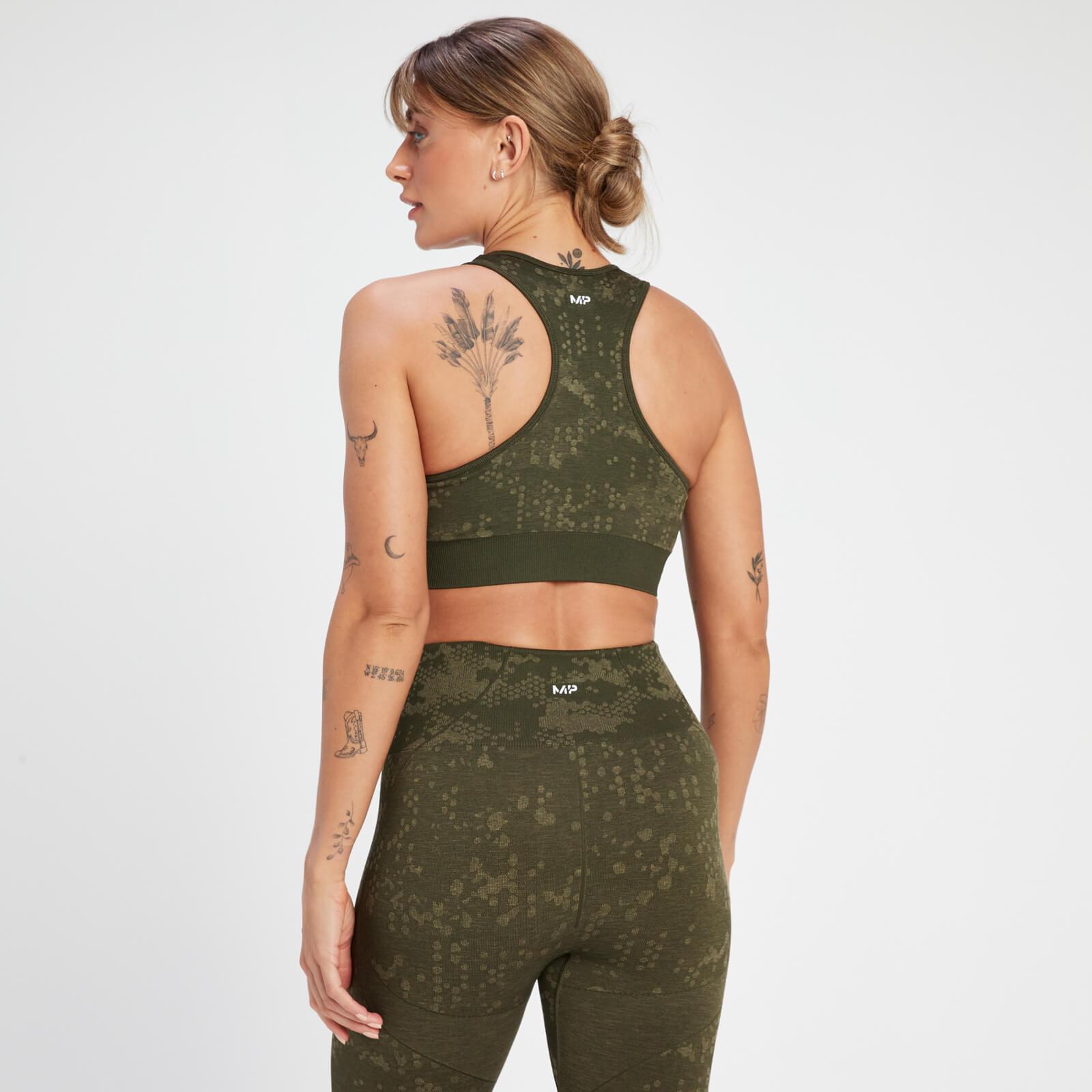 Brassière de sport à motif sans coutures MP Adapt pour femmes – Vert olive