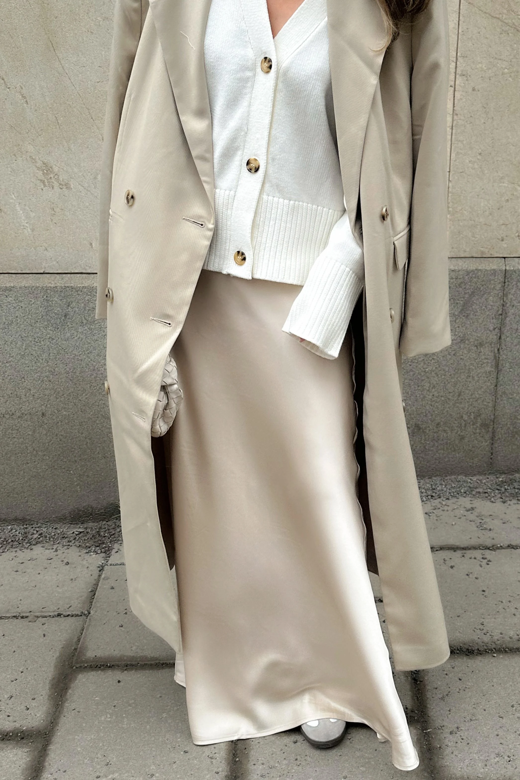 Maxirock aus Satin mit mittelhoher Taille